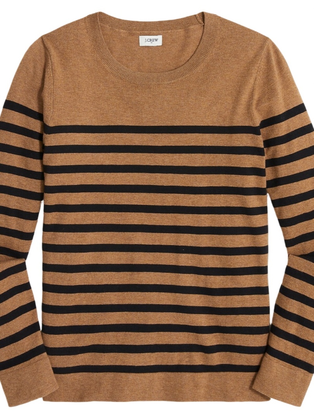J. Crew Women’s Camel Black Striped Sweater‎ Medium EUC Preppy Business Casual